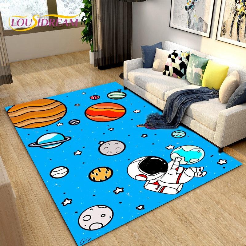 Коврик с рисунком астронавта в космосе, ковер для гостиной, украшение детской комнаты, мягкий нескользящий напольный коврик для детей