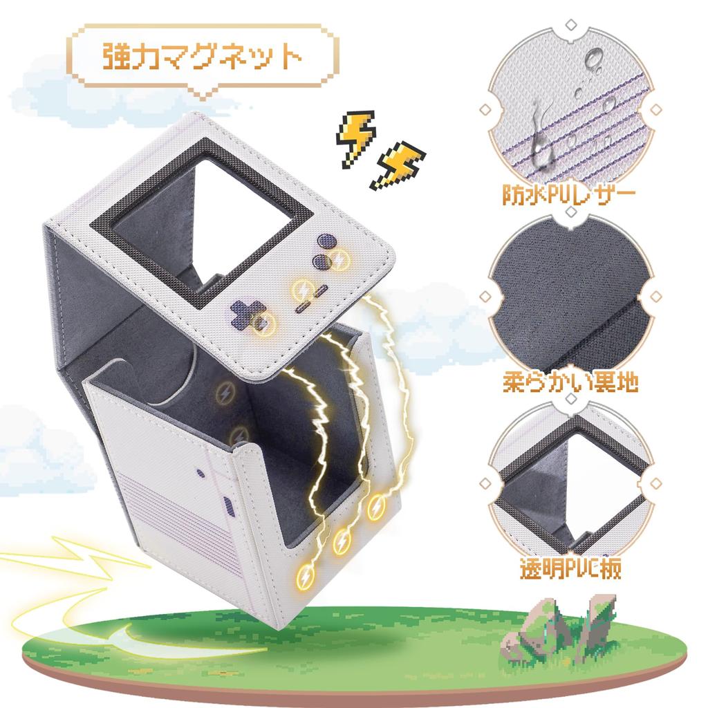 Кейс для колоды игровых карт с Оши Вмещает 100 протекторов для игровых консолей Вертикальный Два милых кейса, Окно, Карты, Форма, Совместимость с двойными/тройными протекторами, Хранение,