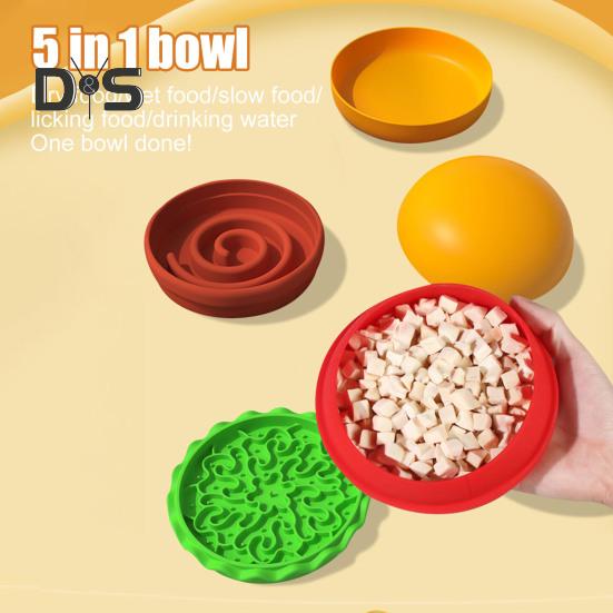 Миска для домашних животных в форме гамбургера, набор из 5 мисок для кормления домашних животных, набор столовых приборов ручной работы для кошек и собак