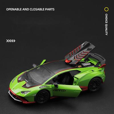 1:32 Lamborghini Huracan STO Supercar Литые игрушечные машинки из сплава Металлическая игрушечная модель автомобиля Звук и свет Коллекция детских игрушек