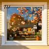 Waterproof PVC Stickers for Glass Doors Autumn Static Window Sticker with Cute Animals & Maple Leaves, Removable Harvest Clings Festival Clings,