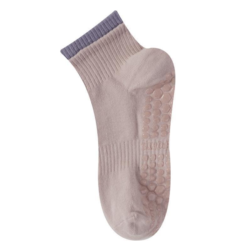Women's Floor Socks Contrast Color Yoga Socks Cotton Sports Dance Professional Non-slip Silicone Socks