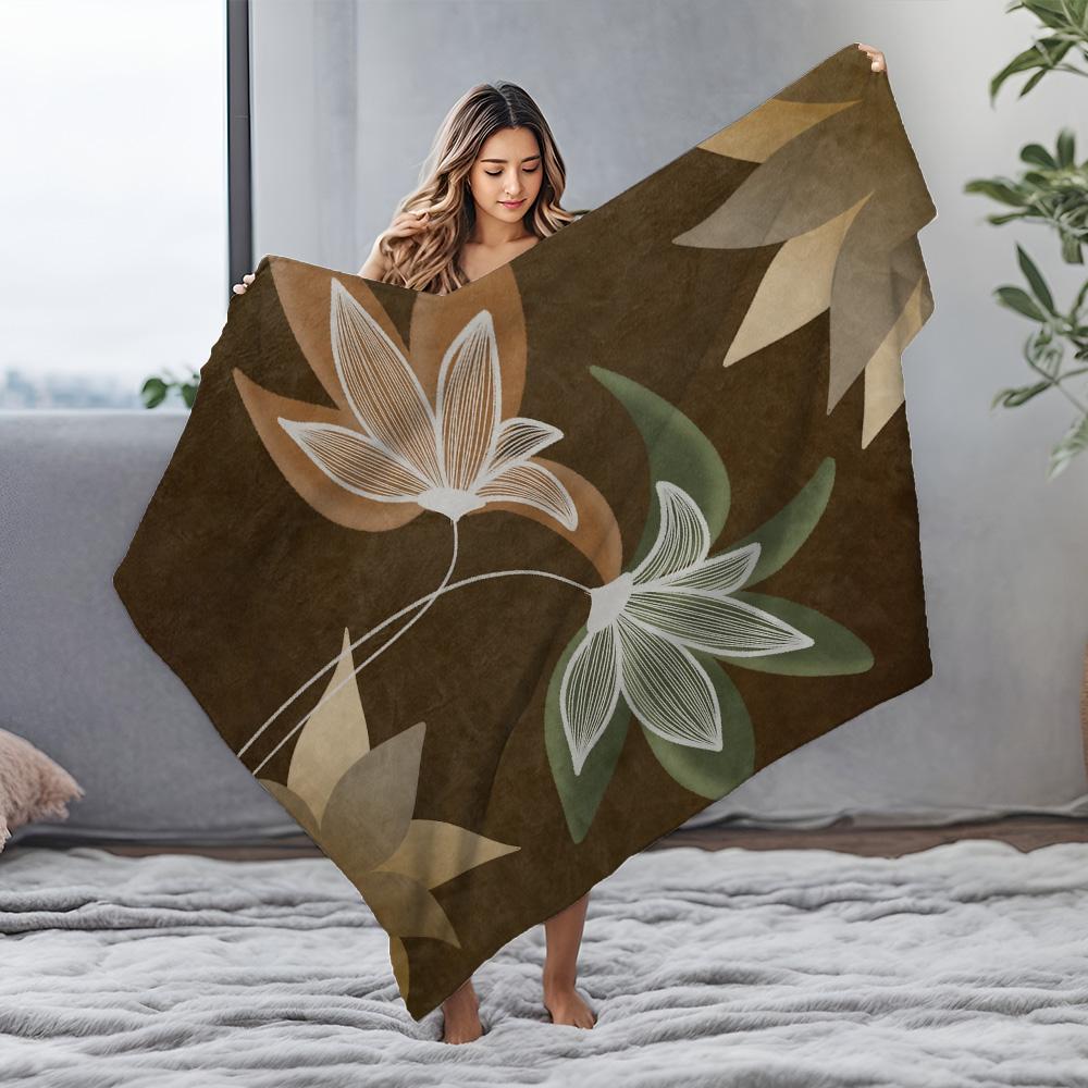 Plush Throw Blanket Floral Abstract Leaf Pattern Sofa Bed Living Room Decor Autumn Winter Blanket