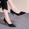Fashion Classic Black Stiletto Heels Pumps Women 2024 Spring Patent Leather Office Shoes Woman Plus Size 43 Pointed Toe High Heels Shoes