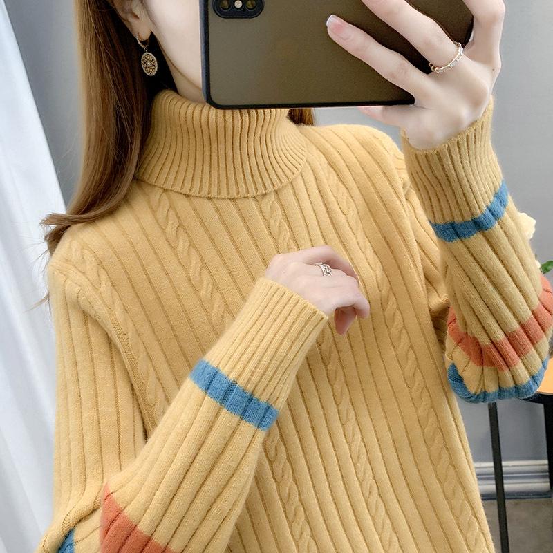 Женский утолщенный свитер с высоким воротником - зимняя теплая нижняя одежда 2024 года и стильный топ