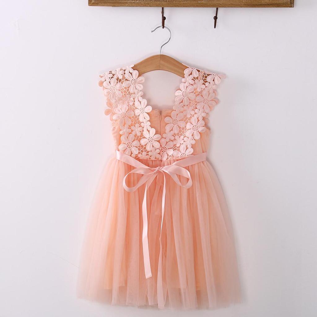 Детское кружевное платье крючком для девочек, платья принцессы с цветочным принтом без рукавов, нарядное платье, платья для свадебной вечеринки