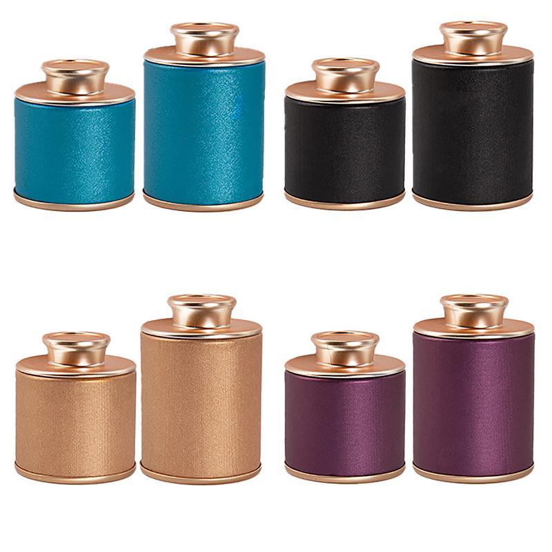 1Pc Solid Mini Empty Tea Tin Can Household Green Black Tea Sealed Jar Portable Travel Small Tea Packaging Box Paper Storage Can