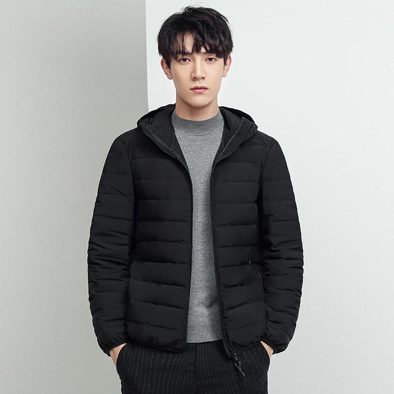 Down Jacket Men's Winter Top Soft New Hooded Trendy Brand Jacket Solid Color 90 White Duck Down Can Be Split In Two
