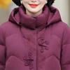 Middle Age Women Winter Short Down Jackets Vintage Embroidery Parkas Hooded Elegant Thick Warm Plus Size Down Coats Woman Outerwears
