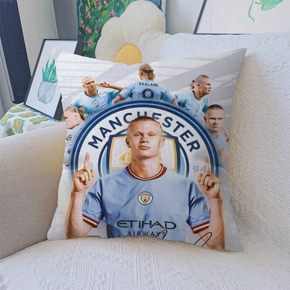 E-Erling B-Braut FootballStar H-Haaland Pillow Anime Pillow Sofa Bed Head Pillow Cover Cushion Cover 45x45 cm Fashion