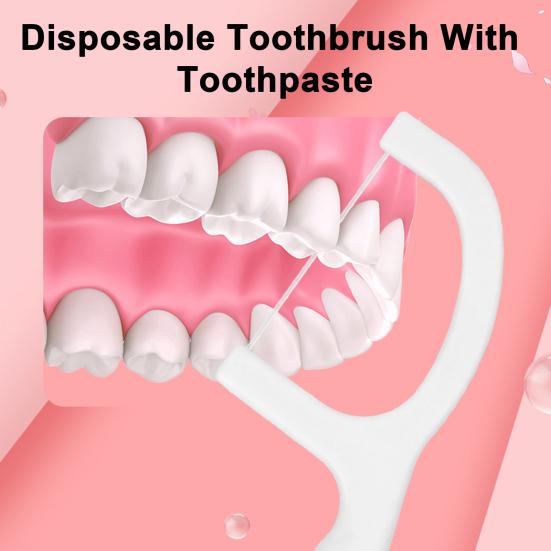 12Pcs Disposable Toothbrush with Toothpaste Floss Pick Tongue Scraper Portable Travel Adults