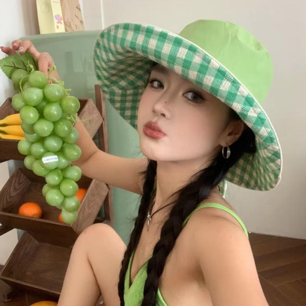 Шляпа рыбака на шнуровке, клетчатая шляпа для защиты от солнца, высококачественная шляпа от солнца, лето