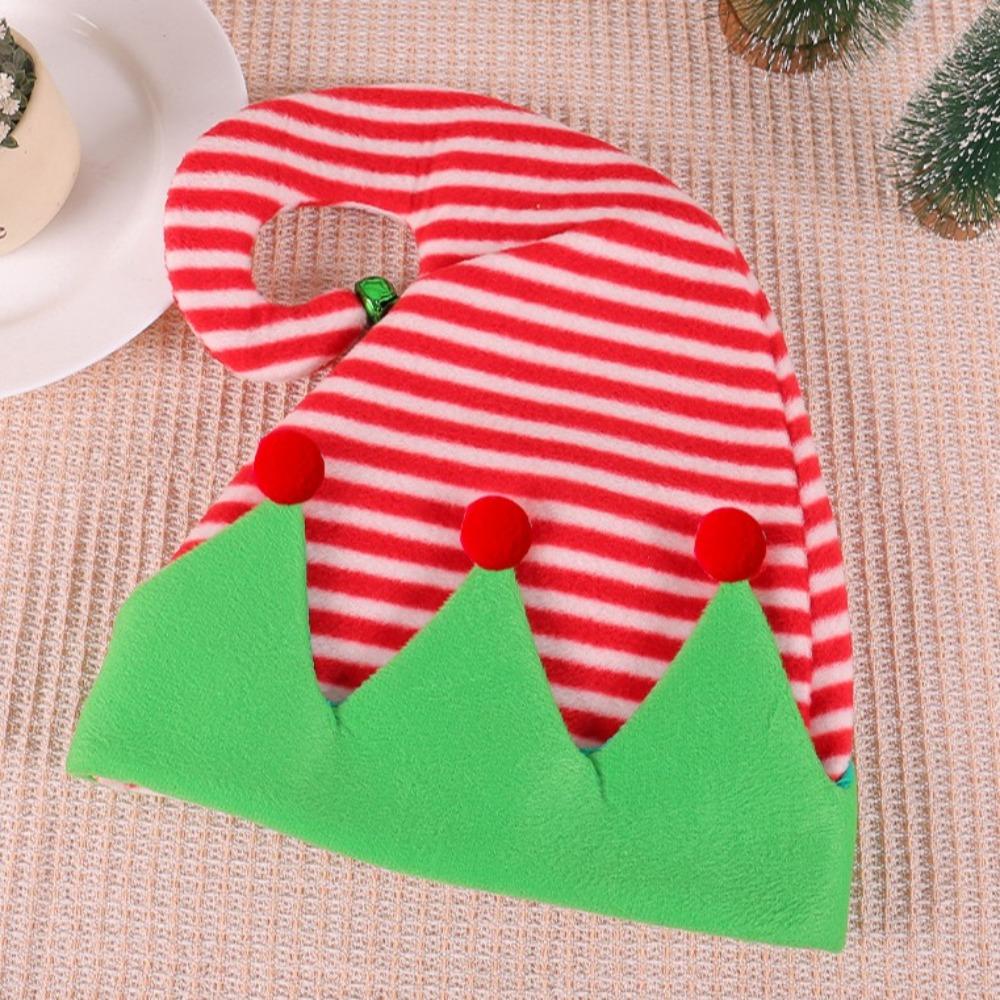 New Creative Ball Stripe Xmas Cap Soft Christmas Xmas Red Santa Elf Hat Party Supplies Winter Outdoor Christmas Hat