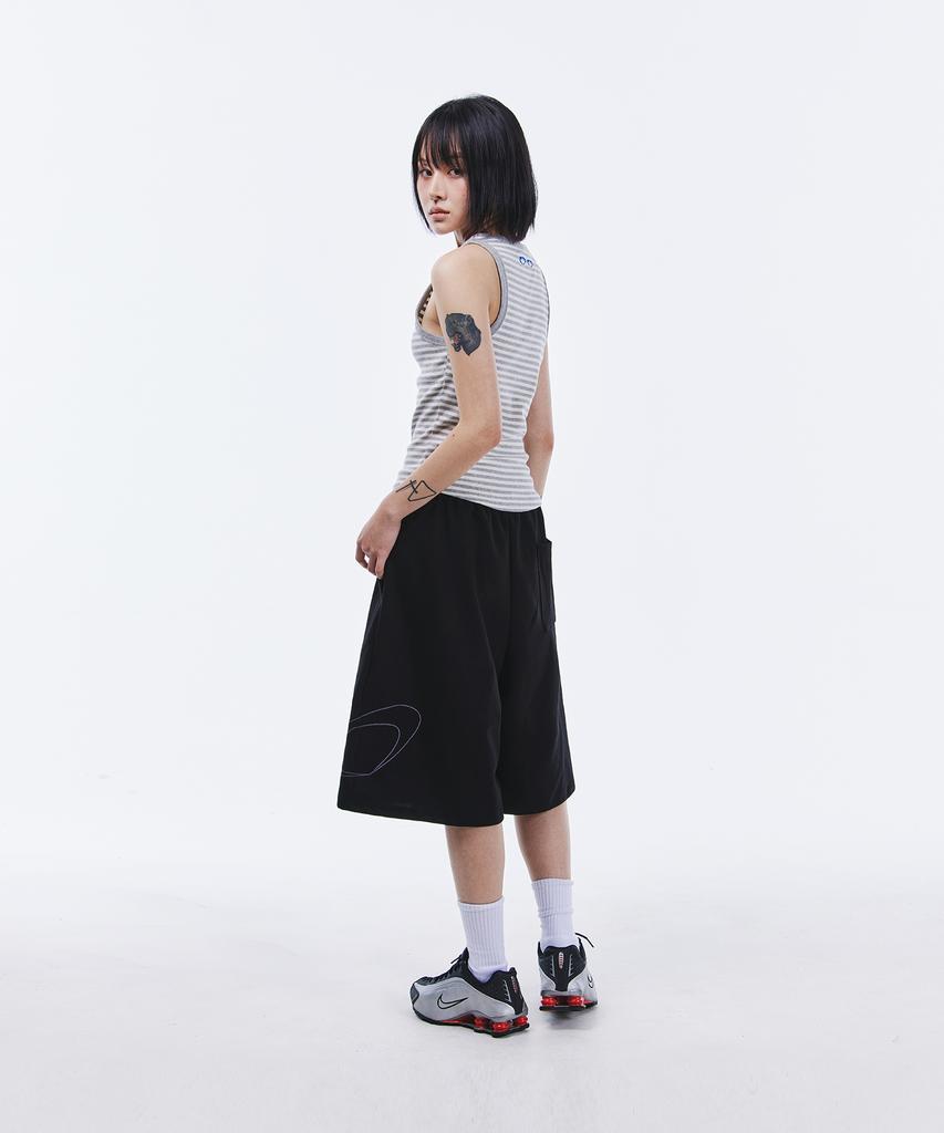 SCALLYWAG Side Big Logo Bermuda Sweat Shorts [Black]