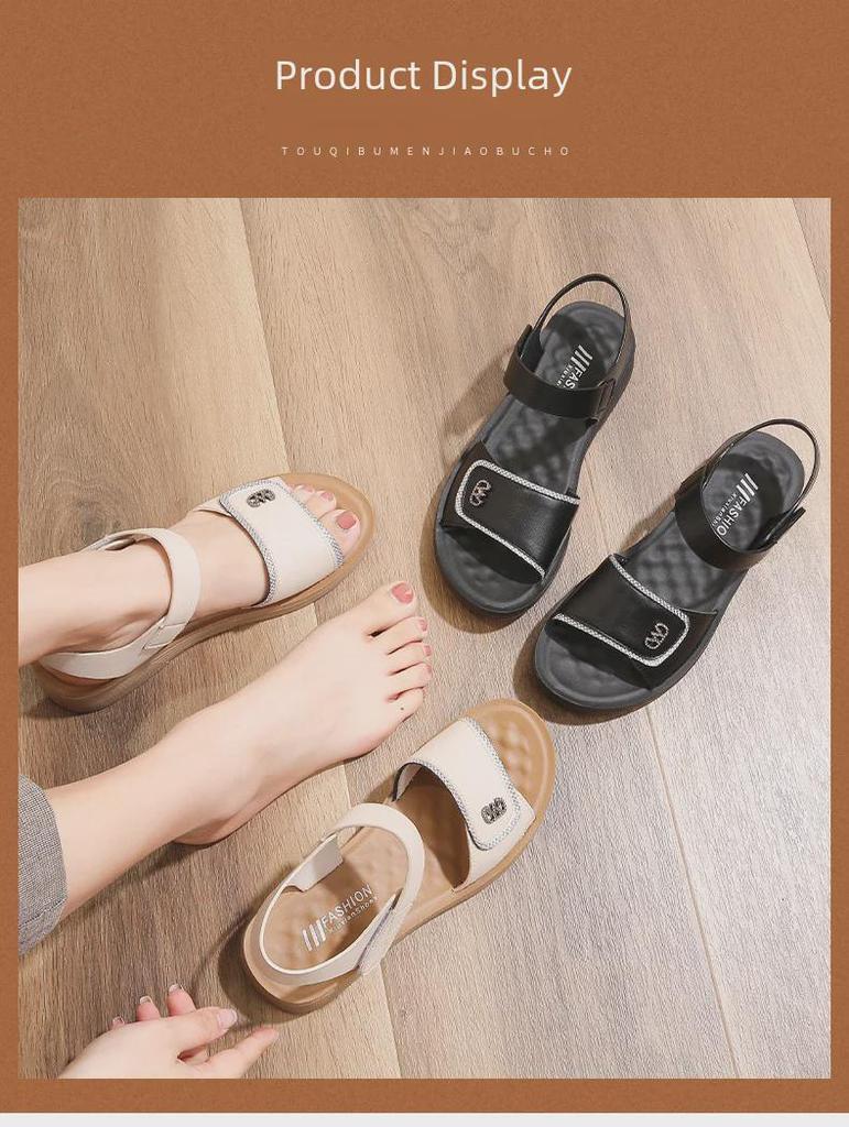 Летние нескользящие сандалии с мягкой подошвой 2025 года для женщин среднего возраста и пожилых людей