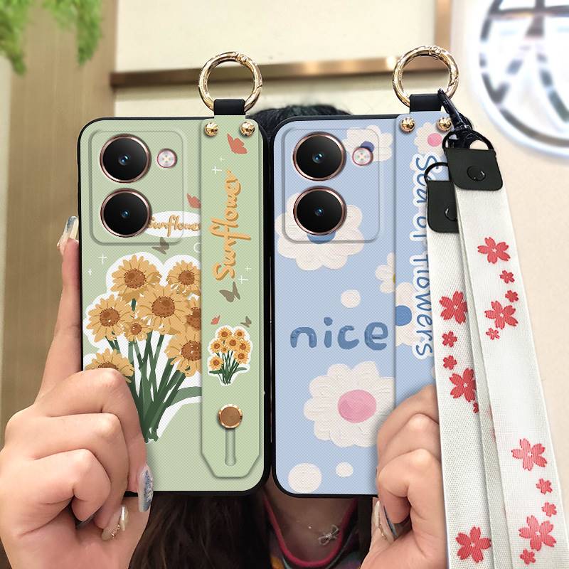 Silicone Back Cover Phone Case For Realme P3 Ultra 5G Protective Oil Painting Soft Case Fashion Design Anti-dust Lanyard