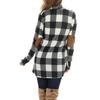 Women's Plaid Print Patch Patchwork Cardigans Open Front Long Sleeve Coat