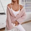 Autumn and Winter New Solid Color Button Knit Cardigan Jacket Casual Loose Lantern Sleeve Sweater for Women