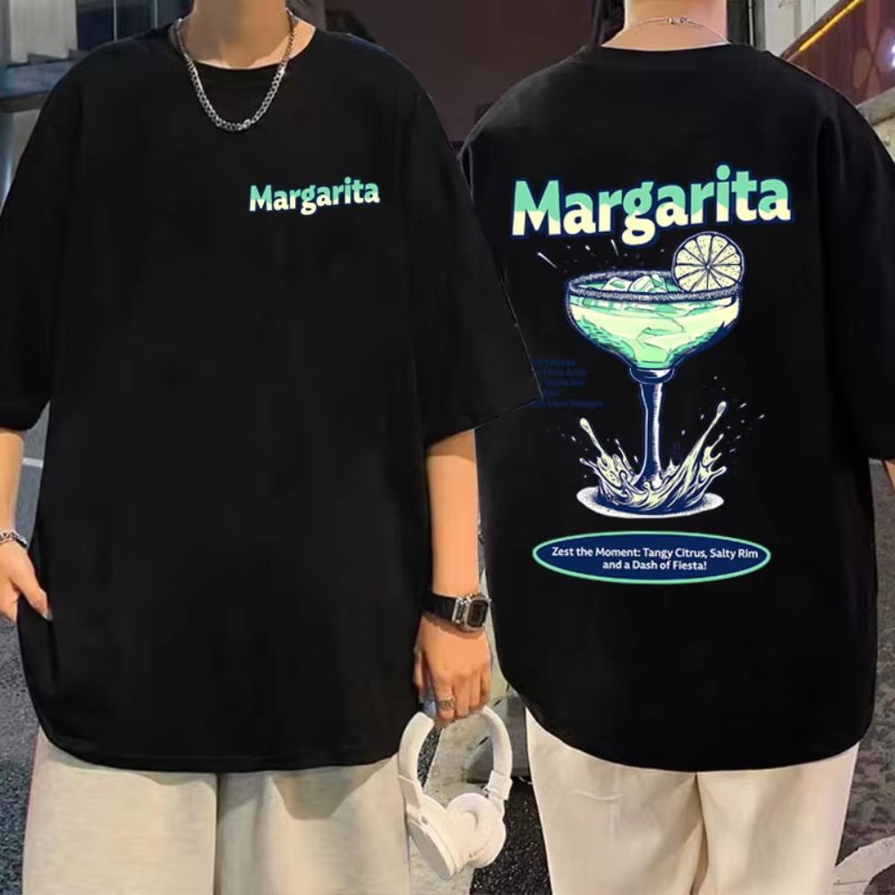 Funny Margarita Cocktail Print Tshirts Unisex Women Fashion Casual Pure Cotton T Shirts Summer Unsiex Vintage Oversized Streetwear