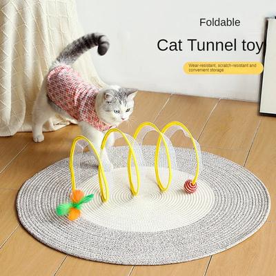 Складной туннель для кошек S-типа, туннель для кошек, весенняя игрушка, туннель для мыши с шариками и складками, игрушки для кошек на открытом воздухе, интерактивные игрушки для котят