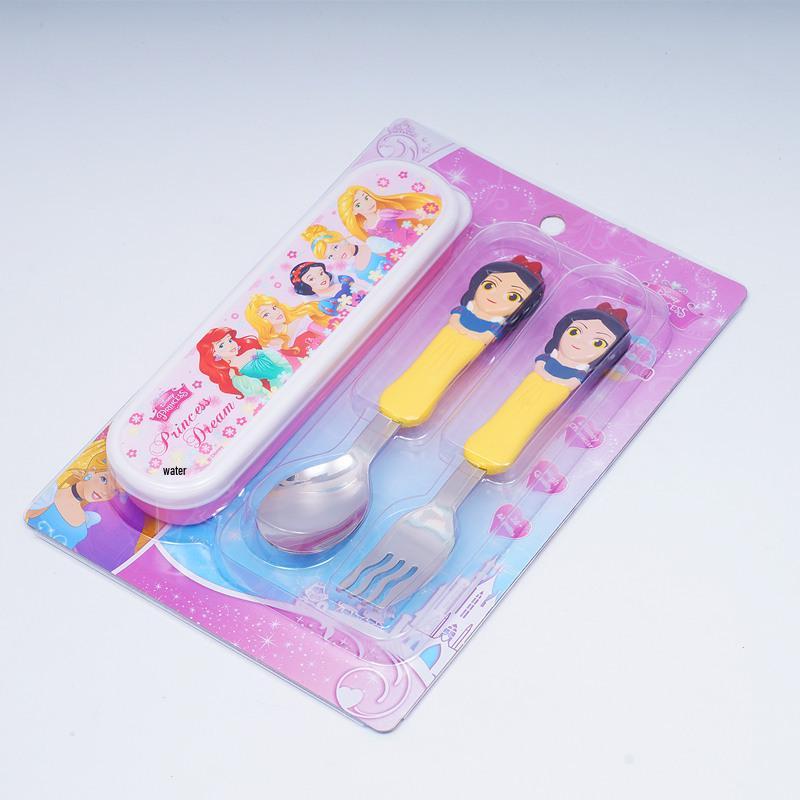 Мультяшная детская ложка для кормления из нержавеющей стали с портативной коробкой