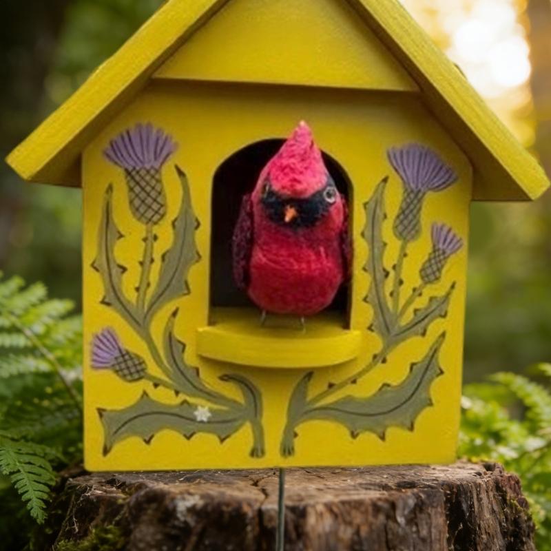 Kinetics Birdhouse Wall Art Decors with Rotating and Swaying Bird Creating Moving Shadows for Magically Room Ambiances Decors
