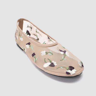 Дизайнерские балетки из сетки с ручной вышивкой в виде цветов, женская летняя легкая дышащая обувь Мэри Джейн, элегантные мюли