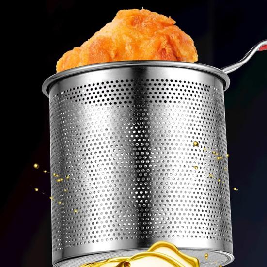 Сковорода-фритюрница темпура с корзиной-ситом из нержавеющей стали для жарки куриных каш и супов
