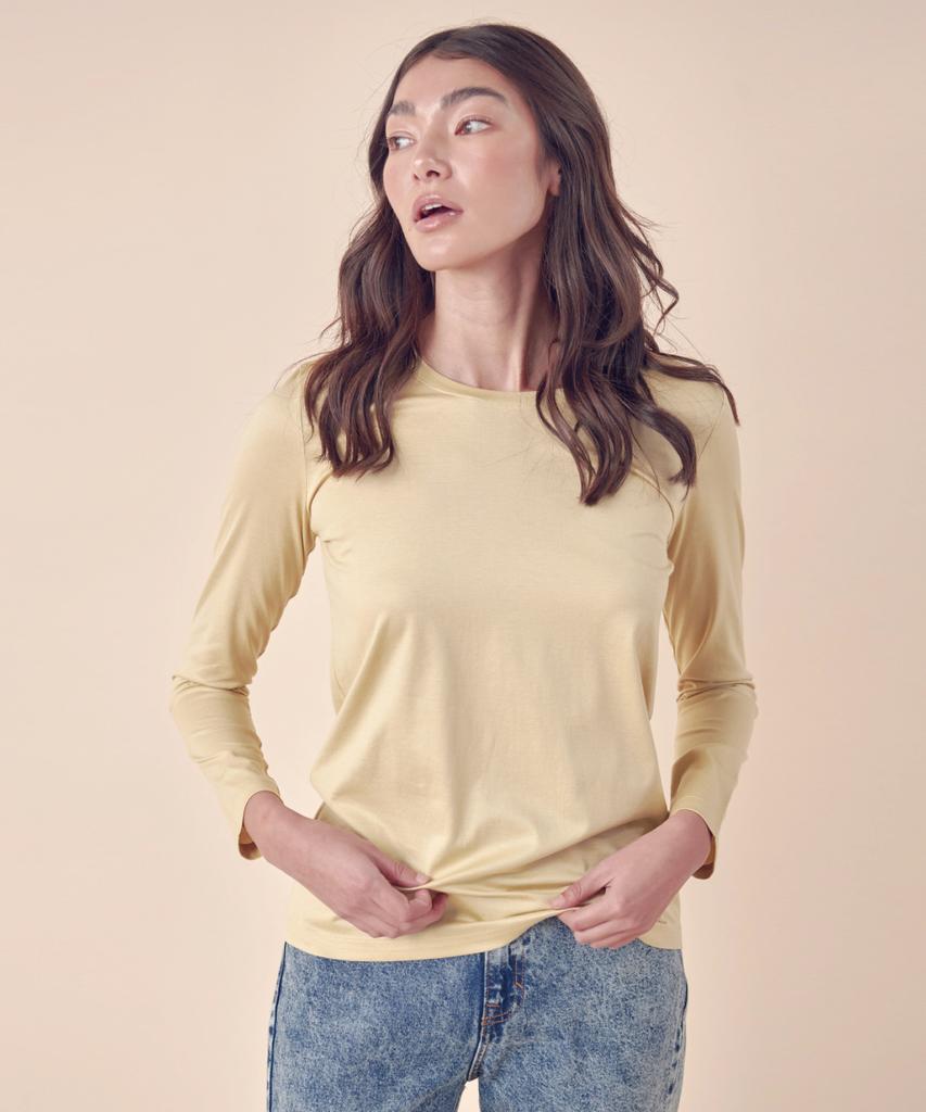 YJACK W_Classic & Basic Fit Slim Long Sleeve T-Shirt (155Gsm) Kljt1216L