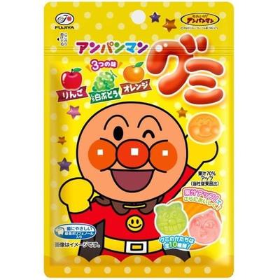 Fujiya Anpanman gummi 50gХарактеристикиФруктовое ассорти жевательных конфет в форме персонажа AnpanmanХарактеристикиФруктовое ассорти жевательных конфет в форме персонажа Anpanman