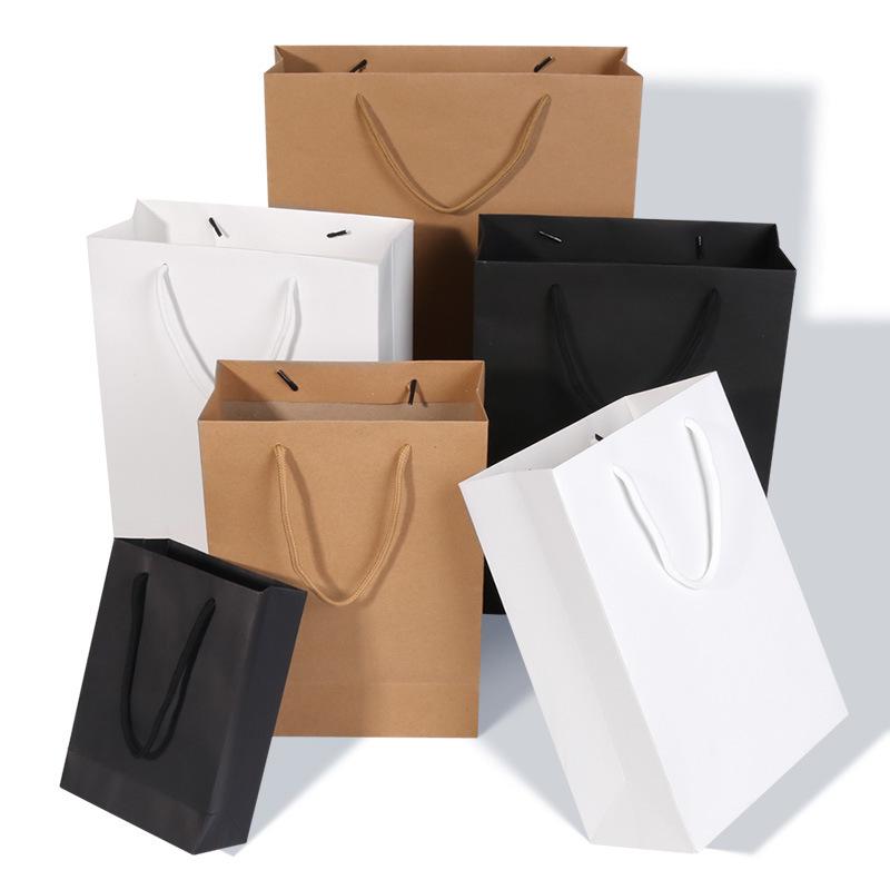 Vertical Kraft Paper Bag with Handles for Tea, Gifts, and Clothing - Available for Custom Printing