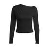 New INS Autumn/Winter Solid Color Asymmetrical Ruched Long Sleeve Slimming T-shirt Base Layer