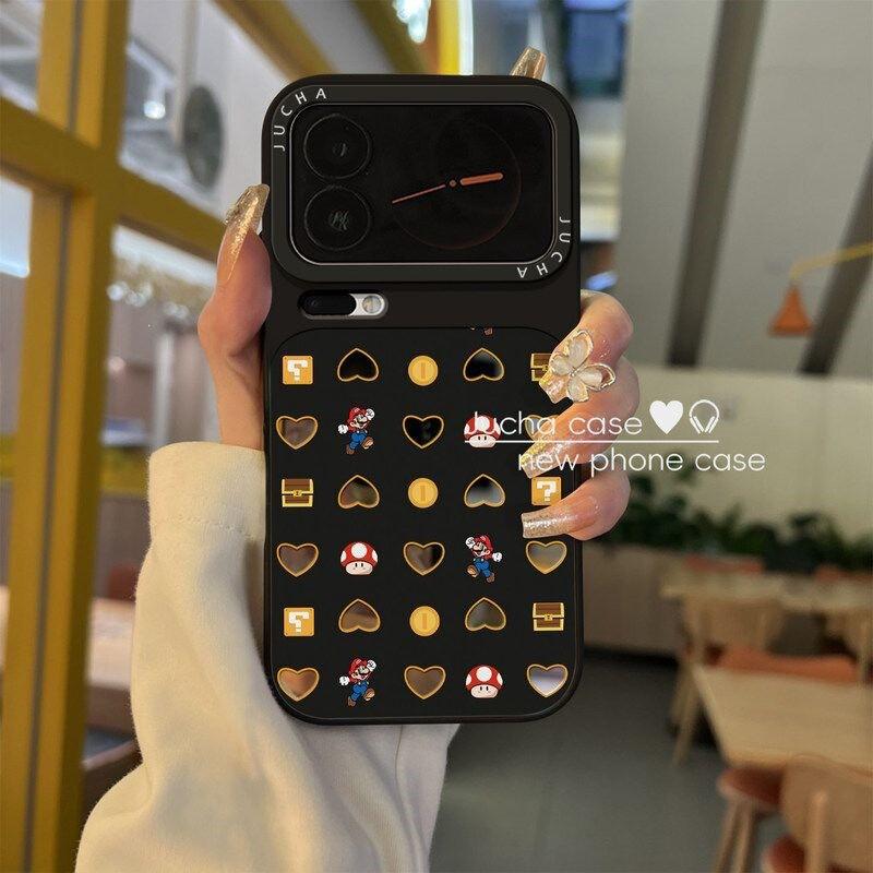Artistic Minimalist Phone Case IPhone 17 Pro Max 15 14 With Hollow Mario Design Dirt Resistant Lightweight Protective Cover