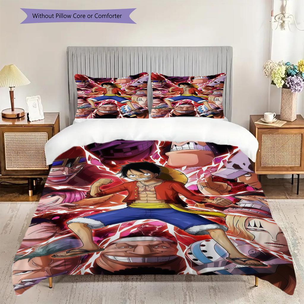 Adventure Awaits Explore World Anime Characters Threepiece Set 1 Duvet Cover 2 Pillowcase Without Core Bedding Set