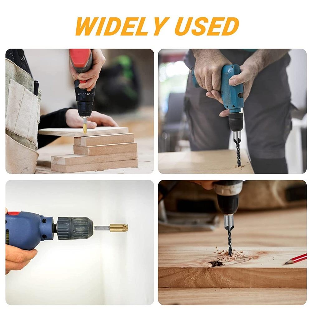 26 шт., деревообрабатывающее ступенчатое сверло, трехточечная потайная деревянная заглушка, сверло для снятия фаски, центральный пуансон, позиционер, набор инструментов для открывания отверстий