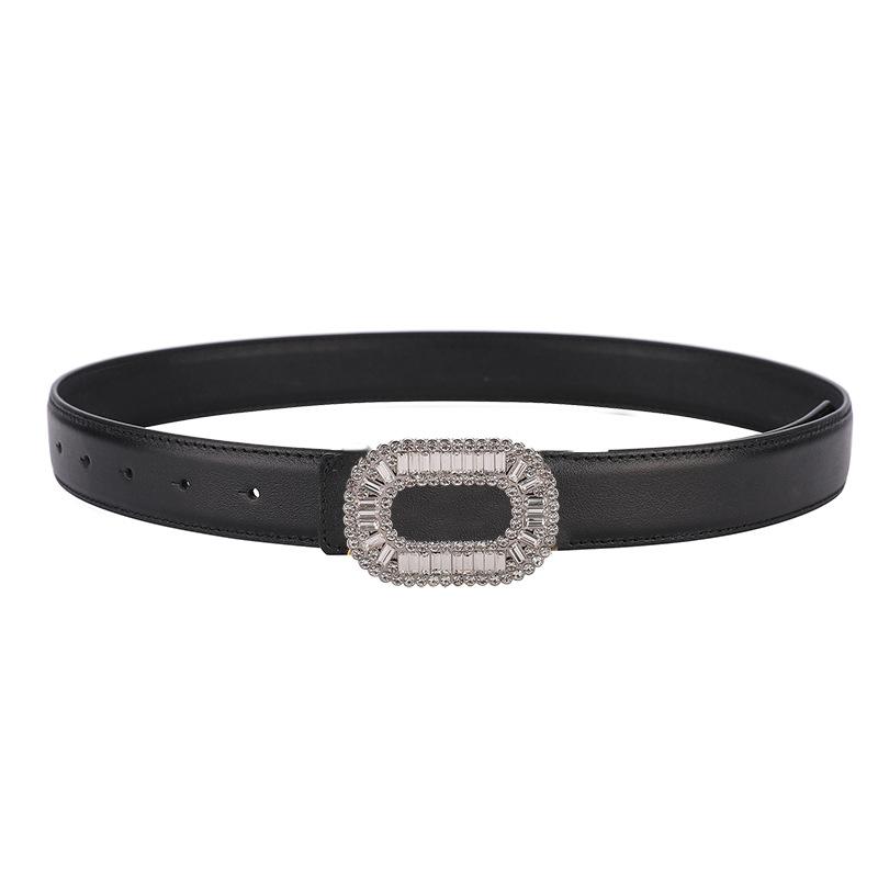 Mei Rhinestone-embellished top grain leather belt - perfect for jeans, dress pants, and more