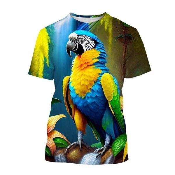 Fashion New Color Parrot Graphic T Shirts For Unisex Summer Trend Casual Tees Harajuku Printed O-neck Short Sleeve Top