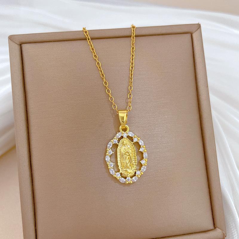 Титановая сталь Пустое яйцо Портретный свет Роскошный темперамент Великолепное ожерелье с бриллиантами Женская универсальная цепочка на ключицу