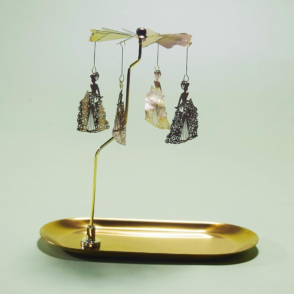 Gold/Silver Christmas Rotating Candle Holder Stainless Steel Rotating Candlesticks  Night