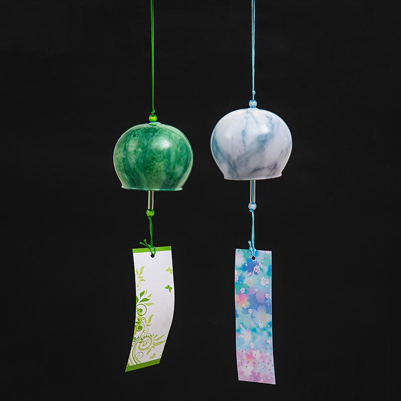Japanese Wind Chimes Marble Texture Glass Wind Bells Handmade Pendants for Birthday Gift Outdoor Home Garden Decoration Wall Art