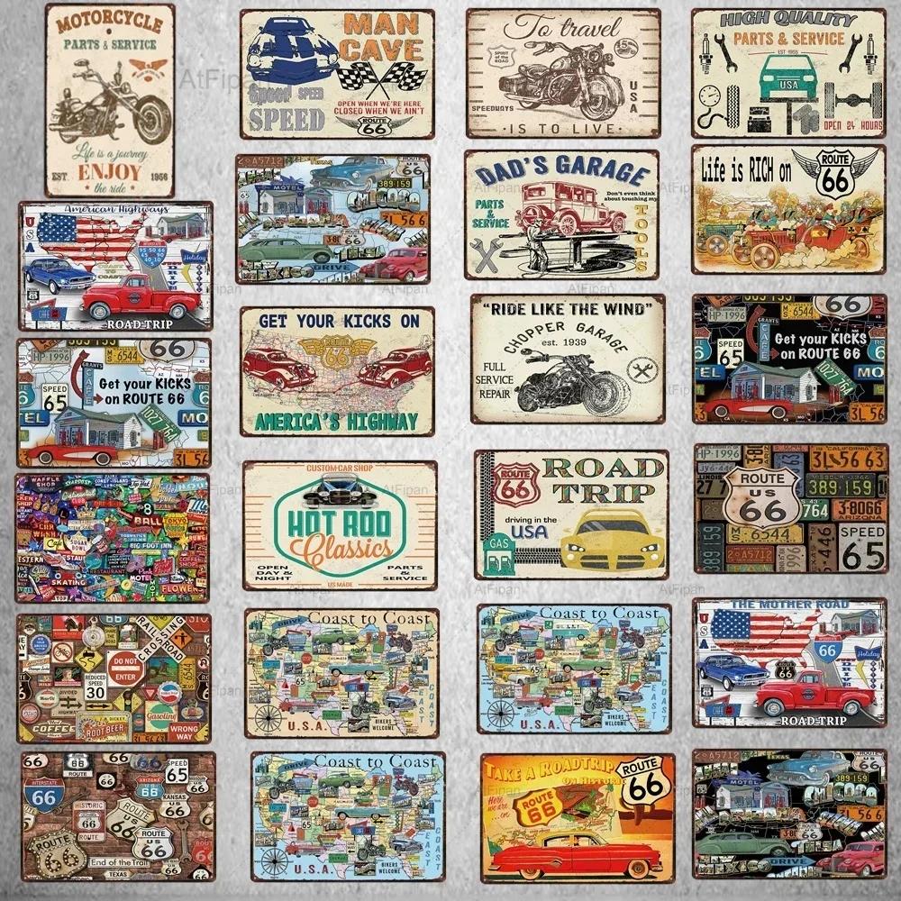 Vintage Motorcycle Garage Metal Plate Classic Tire Poster Shabby Chic Wall Art Decor xCM Metal Painting for Home Retro Cuadr