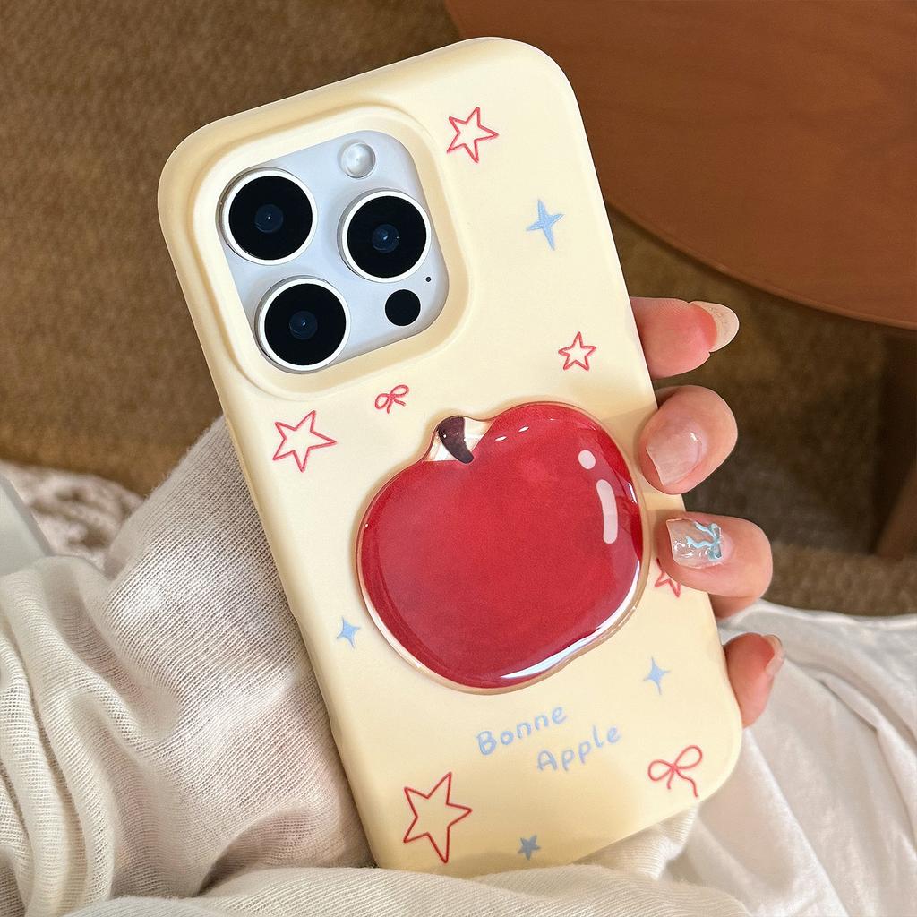 Red Apple 16pro Max Mobile Phone Case 17 Three Dimensional with Pendant Iphone15 Suitable for 13 Niche 11