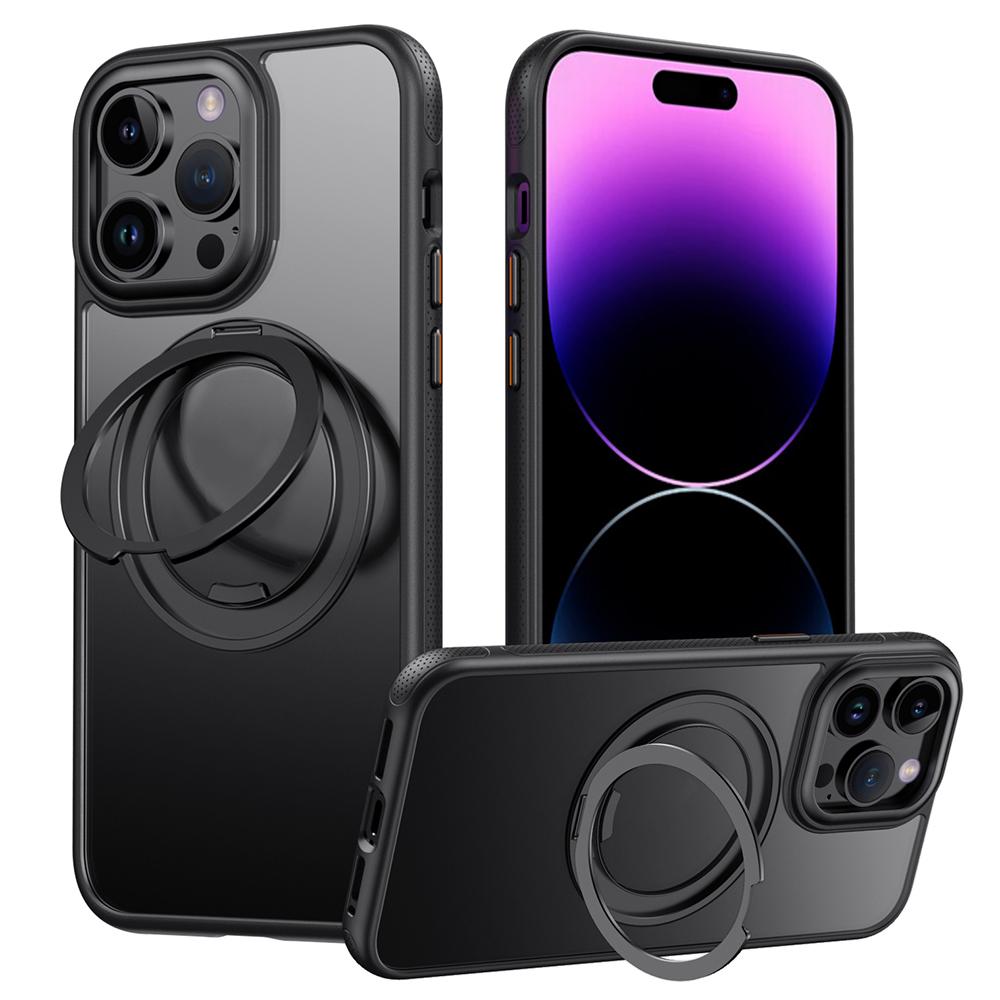 Для iPhone 14 Pro Магнитный чехол Вращающаяся шестерня Откидная подставка PC+TPU Задняя крышка телефона