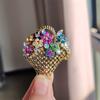 Vintage Cute Creative Flower Basket Brooch Women'S Suit Trendy Accessories Corsage Coat Coat Decoration Pin Scarf Buckle