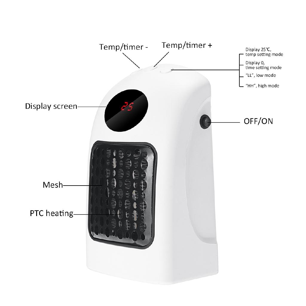 900W Digital Display Timing Temperature Control Environmental Protection Safety Mini Heaters European Regulations
