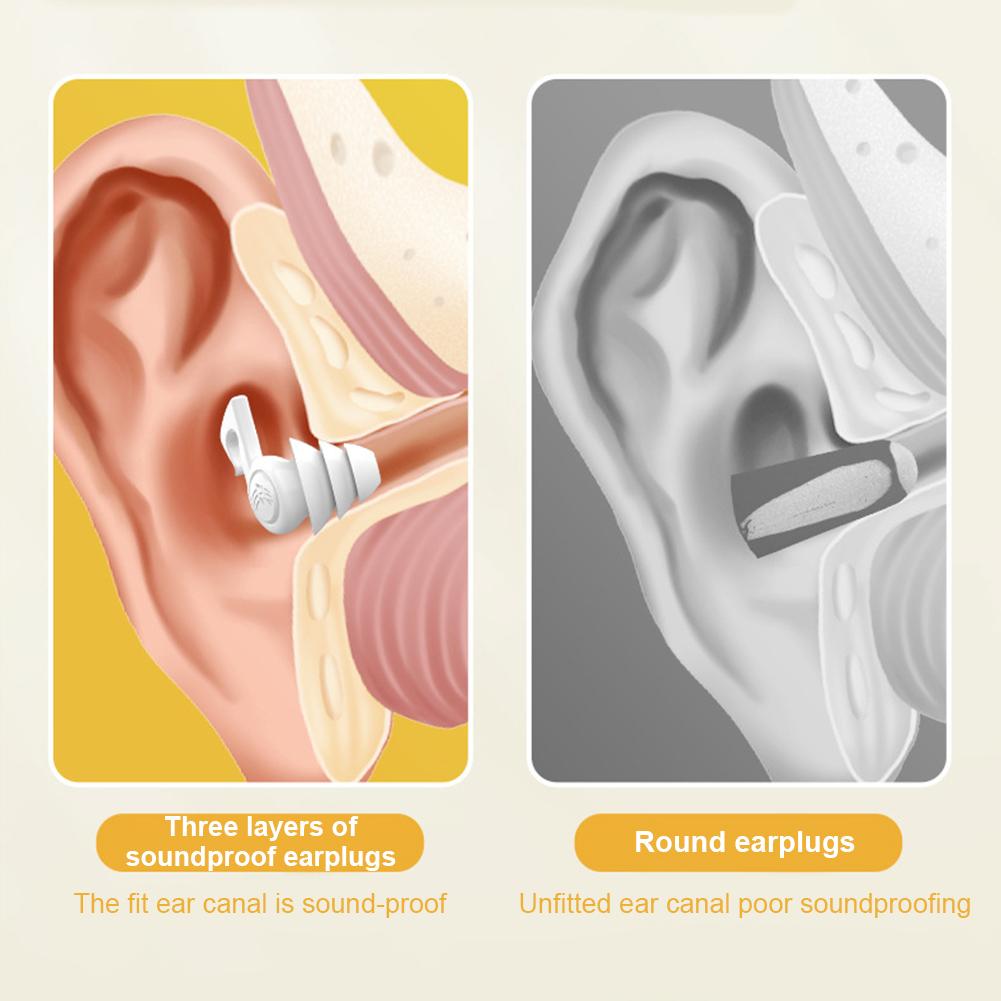 Three-layer Silicone Noise Reduction Earplugs Soft Comfortable Anti-noise Soundproof Reusable Washable Sleeping Mute Earplugs