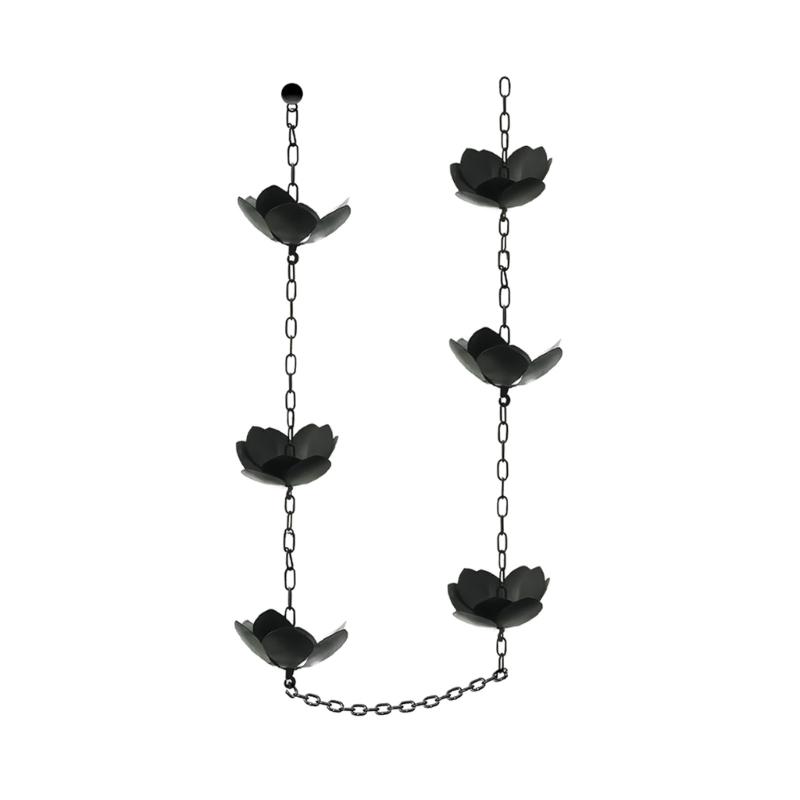 Цветочная дождевая цепь Железные цветочные чашки Дождевая цепь для желобов Дренаж карнизов Уличные украшения Регулируемая дождевая ловушка