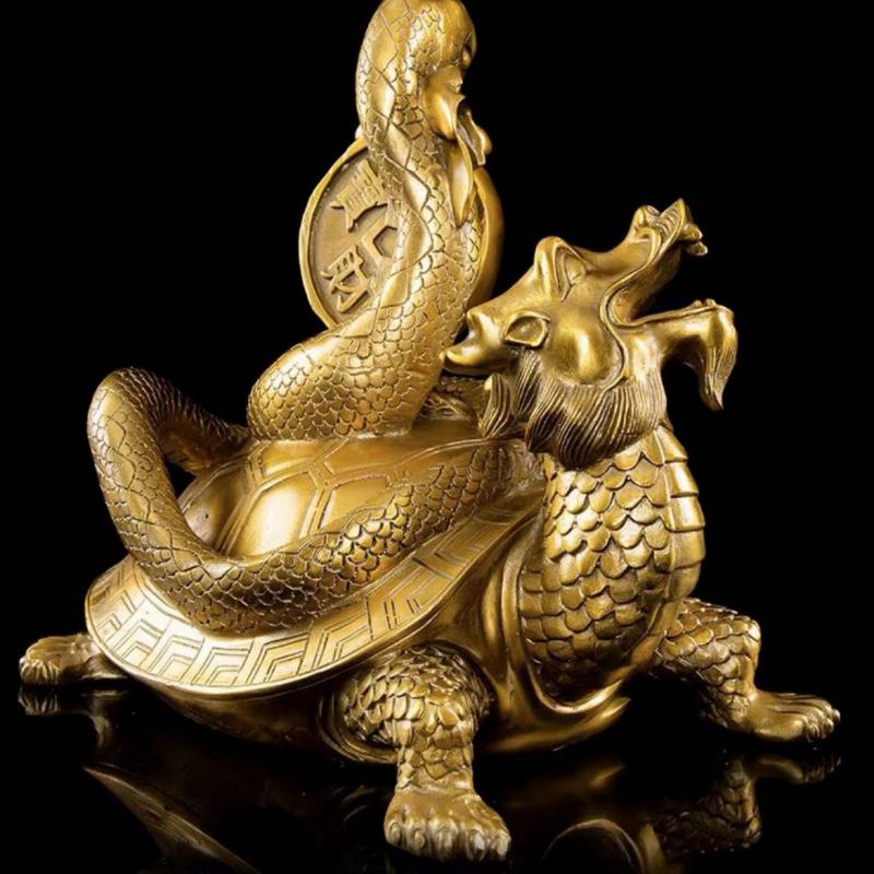 Латунный Орнамент Дракон Денежный Xuanwu Украшение Медная Черепаха Змея Зверь Четырех Направлений Благоприятный Жуи