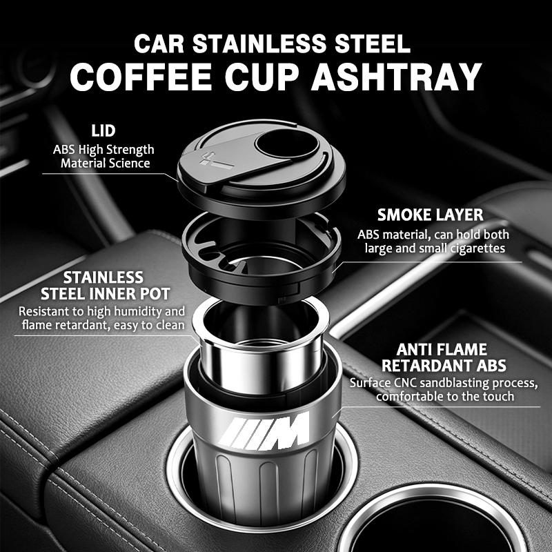 Auto Stainless Steel Ashtray Multifunctional Car Cup Holder For BMW M F10 F20 F30 F40 F15 F25 F26 F31 F49 E62 E83 E84 E111