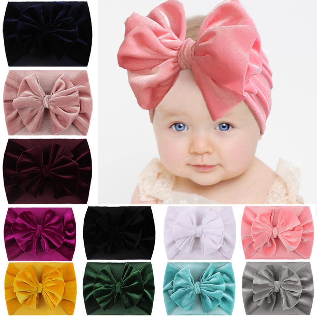 Kids Newborn Girls Baby Solid Headband Hair Band Bow Accessories Headwears